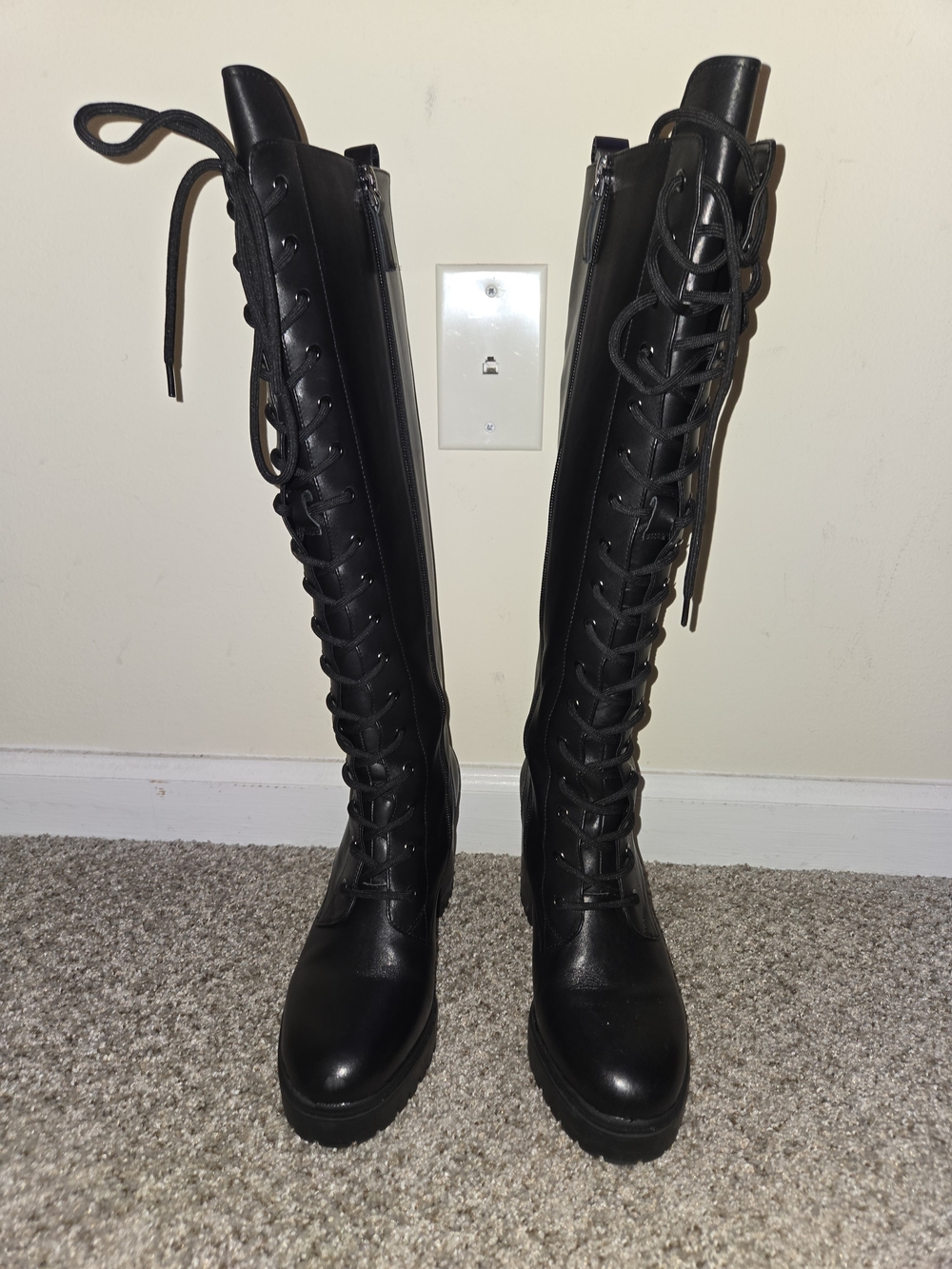 Aerosoles Women's Black Lace-Up Knee-High Boots